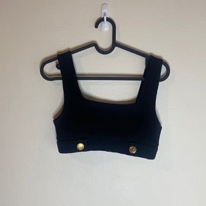Zara super cropped shirt. black w gold buttons. Only worn once!